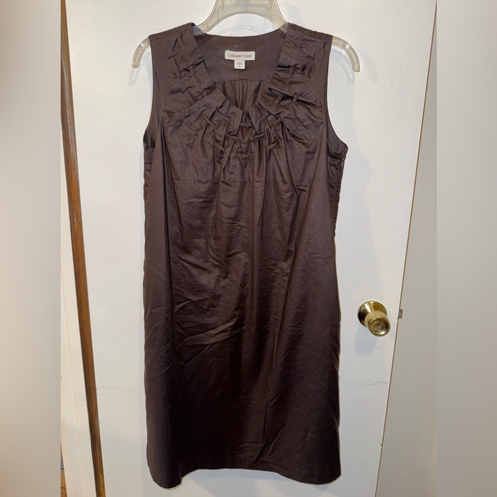 Coldwater Creek Brown Sleeveless Shift Dress Size 8